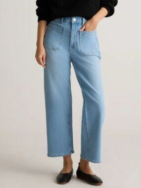 Quince Bella Stretch Patch Pocket Wide Leg Jeans - 28
